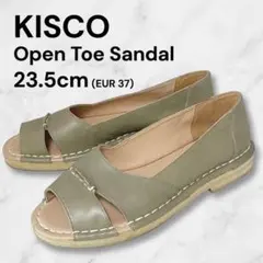 【美品】KISCO キスコ 本革オープントゥサンダルカーキ 23.5cm1443のサムネイル