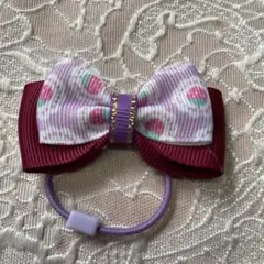 リボンヘアゴム パープル・ワインレッド