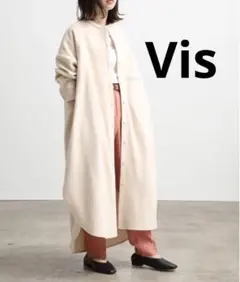 【新品】Vis フェイクウール スタンドカラー ロングワンピース コート