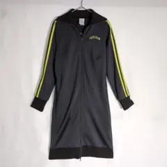 アディダス ジャージワンピース グレー×蛍光イエロー 刺繍ロゴ XS