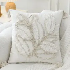 タッセル付　クッションカバー　45×45cm Francfranc風　ホワイト
