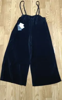 プリーツオールインワン、ブラック サロペット Lサイズ