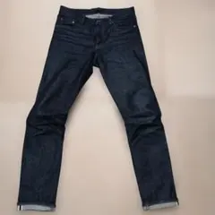 【風合い良し】ユニクロ 【赤耳】セルビッジスリムストレートジーンズ 　W３2