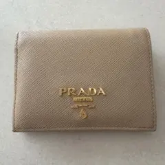 PRADA 二つ折り財布 ベージュ　ブルーのサムネイル