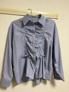 フリル付き長袖シャツ　ストライプ