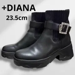 美品 +DIANA 撥水加工 クリスタルバックルショートブーツ 厚底