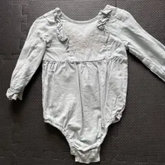 水色 フリル付きロンパース