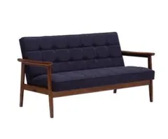 Kチェア2シーター カリモク60 幅133cm ウォールナット タープブルー