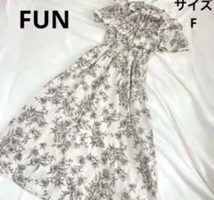 FUN リボンタイフラワーロングフレアワンピース