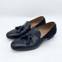 A19108 美品 クリスチャンルブタン スタッズタッセルローファー 黒42