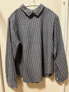ストライプ 長袖シャツ グレー