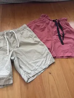 GU ショートパンツ 赤 ベージュ 2点セット