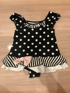 ベビー水着(女の子) 黒と白の水玉模様