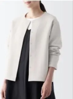 無印良品 二重編みクルーネックスウェットカーディガン M サンドベージュ