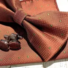 ☆蝶ネクタイ　フォーマル　セット　ブラウン　ドット　メンズ　大人　新品　Tvk