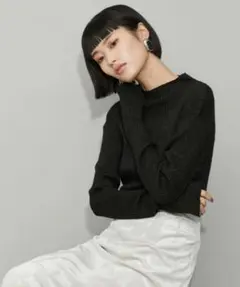 ADAM ET ROPE' ハイネックラメニットプルオーバー黒