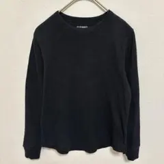 ワッフル地 ロンT 【M8】 黒 長袖カットソー キッズ/レディース トップス