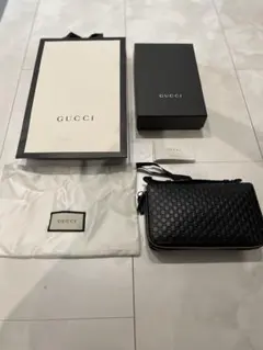 美品✨グッチ 長財布 オーガナイザー シマ レザー ダブルファスナー 黒 美品✨グッチ 長財布 オーガナイザー シマ レザー ダブルファスナー 黒