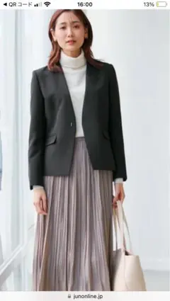 ロペピクニック【360°ウルトラストレッチ】ノーラペルジャケット 40 ブラック