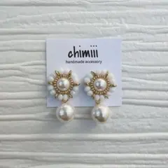 No.1194 ハンドメイド ビーズ刺繍 ピアス イヤリング - メルカリ