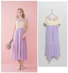 ☆美品☆メゾピアノ 星座刺しゅう セーラーワンピース ラベンダー 120 