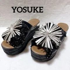 【希少】YOSUKE 厚底 ミュールサンダル フリンジ リボン スタッズ y2kのサムネイル