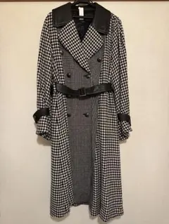 美品　ロイスクレヨン 千鳥柄柄　刺繍入り　フレアワンピース 風　ロングコート 美品 ロイスクレヨン 千鳥柄柄 刺繍入り フレアワンピース 風 ロング