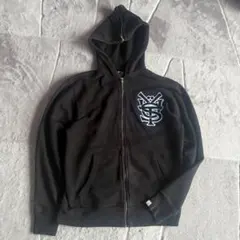 00s old stussy y2k black zip foodie