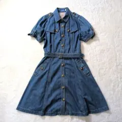 【美品】バーバリーブルーレーベル デニム シャツワンピース 36 ノバチェック