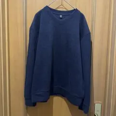 ユニクロ　ソフトニットフリースVネックT 紺　Mサイズ