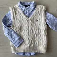 値下げ‼︎ Ralph Lauren ケーブル編みベストとシャツセット 2/2T