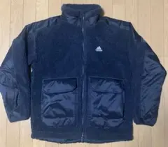 【美品】adidas/アディダス ボアジャケット オーバーサイズ ダークネイビー