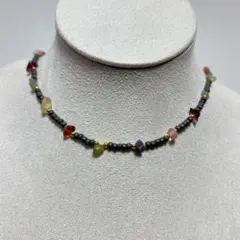 23.ハンドメイド ネックレス グレービーズに多色天然石