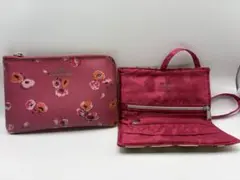 COACH コーチ ポーチ2点セット花柄リストレットシグネチャーショルダーピンクのサムネイル