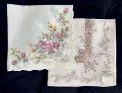 新品●2枚セット　ニナリッチ　綿100% ハンカチ　花柄　レース　刺繍