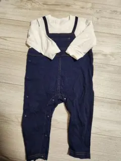 GU ネイビー デニム風 ロンパース 長袖 80cm