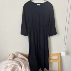 ネイビー 七分袖 ワンピース