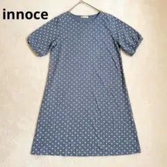 innoce イノーチェ 花柄 半袖 カットソーワンピース チュニック ブルー