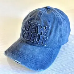 NEW YORK ダメージ加工 ベースボールキャップ デニム アメカジのサムネイル