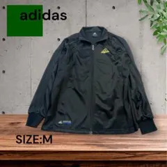e1740☆adidas ブラックウインドブレーカージャケット M