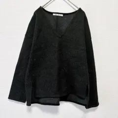 エルビーシー【M】プルオーバートップス Vネック 長袖 無地 チャコールグレーのサムネイル