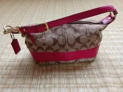 COACH ショルダーバッグ アクセサリーポーチ ブラウン レッド