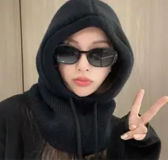 バラクラバ ネックウォーマー フード付き スキー スノボ ニット マフラー 黒