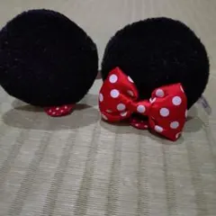 ディズニーランド　ミニー リボン付きヘアピン