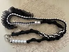 パラコード　スマホ　ショルダー　ストラップ　ハンドメイド　フリル　リボン　パール