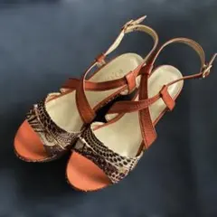 DIANA サンダル ウェッジソール オレンジ　Mサイズ　美品のサムネイル