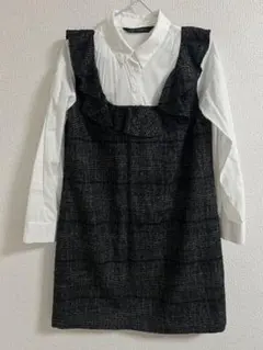 ZARA WOMAN フリル付きひざ丈ワンピース