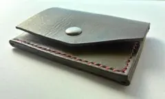 本革レザー 名刺入れ コインケース ミニ財布 グレー
