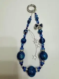 ハンドメイド 星型チャーム ストラップ　お高ビーズ使用