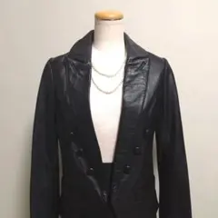 Cara ブラック　レザーダブルボタンジャケット　Мサイズ